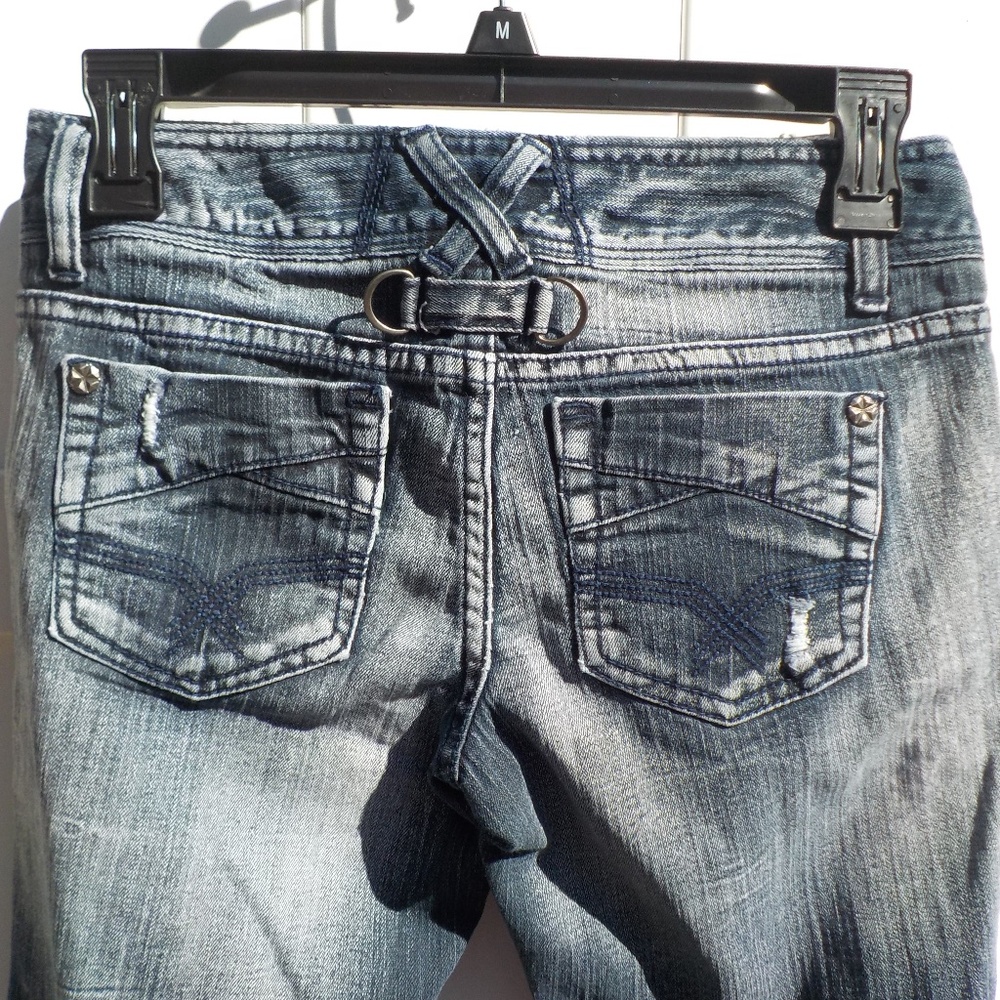 Blue Spice Distressed Stretch Jeans, Size 3